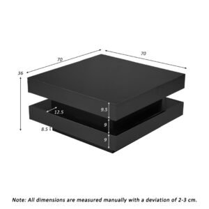 Square Gloss Coffee Table 360 Rotating LED Light - Image 7