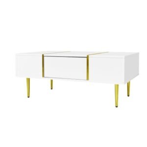 Modern White Gloss Coffee Table With 2 Drawer Storage - Image 6