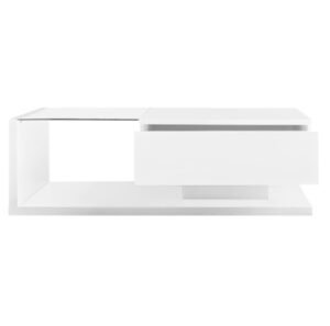 Modern White Coffee Table High Gloss LED Glass Top - Image 6