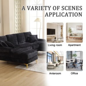 Chenille U-Shaped Sectional Sofa Double Chaise Modular Living Room - Image 3