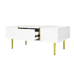 Modern White Gloss Coffee Table With 2 Drawer Storage - Image 10