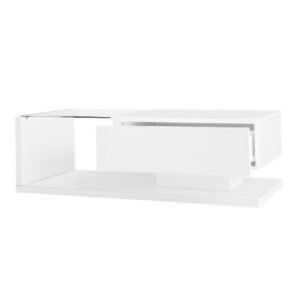 Modern White Coffee Table High Gloss LED Glass Top - Image 2