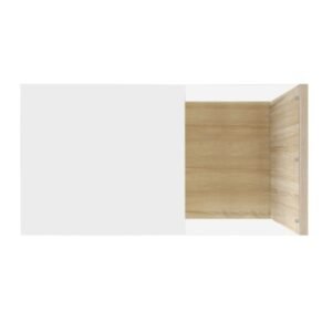 High Gloss White & Wood Coffee Table Glass LED Side - Image 9