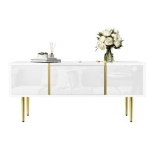 Modern White Gloss Coffee Table With 2 Drawer Storage - Image 4