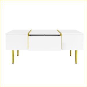 Modern White Gloss Coffee Table With 2 Drawer Storage - Image 5