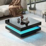 Square Gloss Coffee Table 360 Rotating LED Light