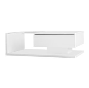 Modern White Coffee Table High Gloss LED Glass Top - Image 4