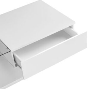 Modern White Coffee Table High Gloss LED Glass Top - Image 10