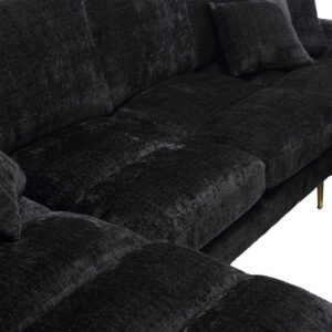 Chenille U-Shaped Sectional Sofa Double Chaise Modular Living Room - Image 5