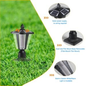 2 Packs Solar Pillar Headlights With Dimmable LEDs - Image 2
