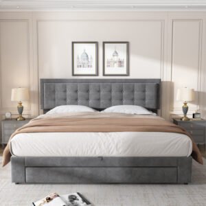 Chester Kingsize End Lift Ottoman Bed- Grey - Image 3